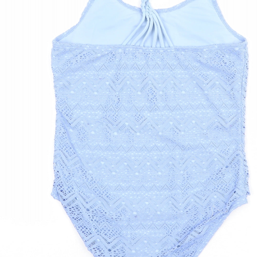 New Look Girls Blue Polyester Bodysuit One-Piece Size 12-13 Years Pullover - Swimsuit