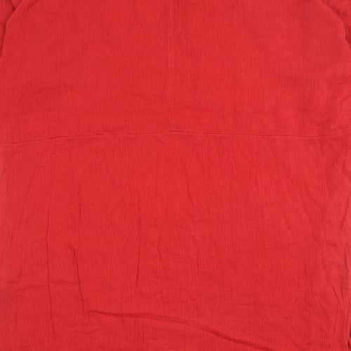 Marks and Spencer Womens Red Cotton Shirt Dress Size 18 Collared Button