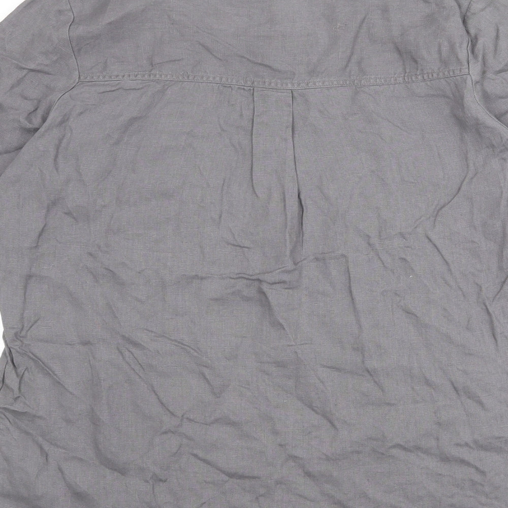 Ellen Tracy Womens Grey Linen Basic T-Shirt Size 12 Round Neck