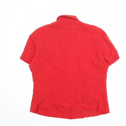 Country Casuals Womens Red Cupro Basic Button-Up Size 14 Collared