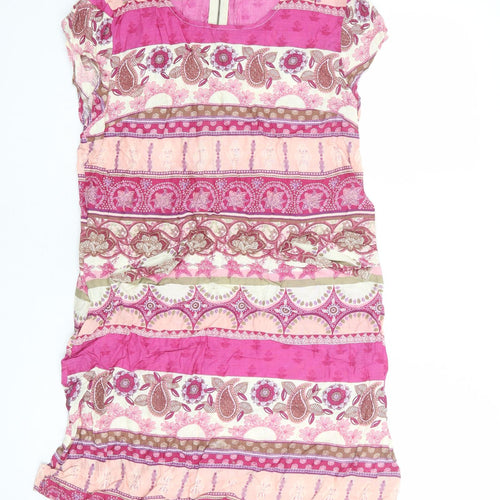 Anmol Womens Multicoloured Geometric Viscose A-Line Size 12 Round Neck Zip