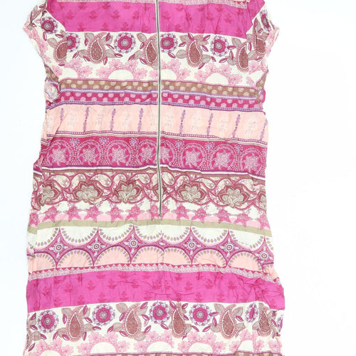 Anmol Womens Multicoloured Geometric Viscose A-Line Size 12 Round Neck Zip