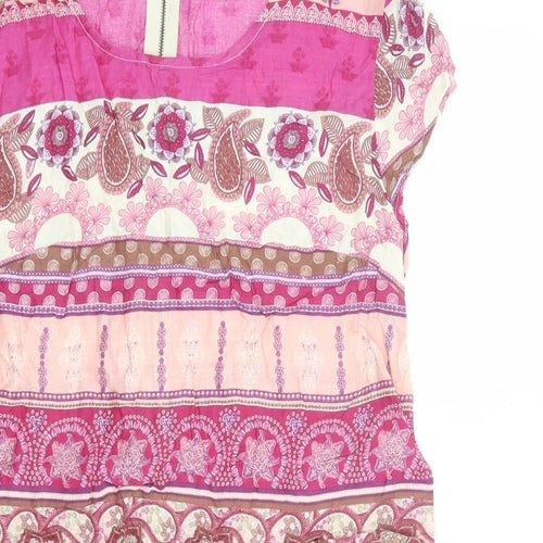 Anmol Womens Multicoloured Geometric Viscose A-Line Size 12 Round Neck Zip