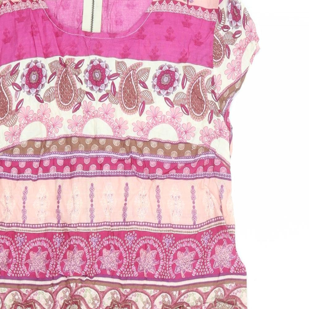 Anmol Womens Multicoloured Geometric Viscose A-Line Size 12 Round Neck Zip