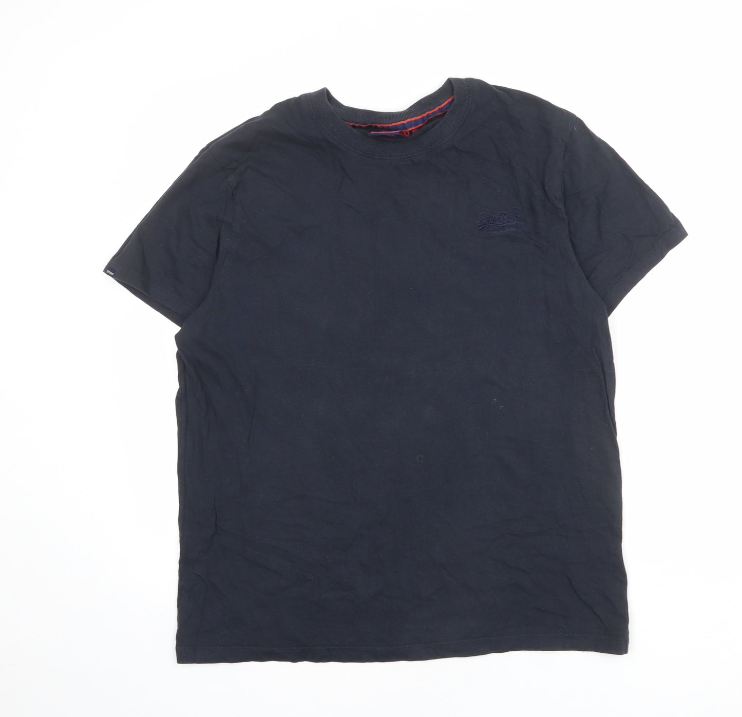Superdry Mens Blue Cotton T-Shirt Size 2XL Crew Neck