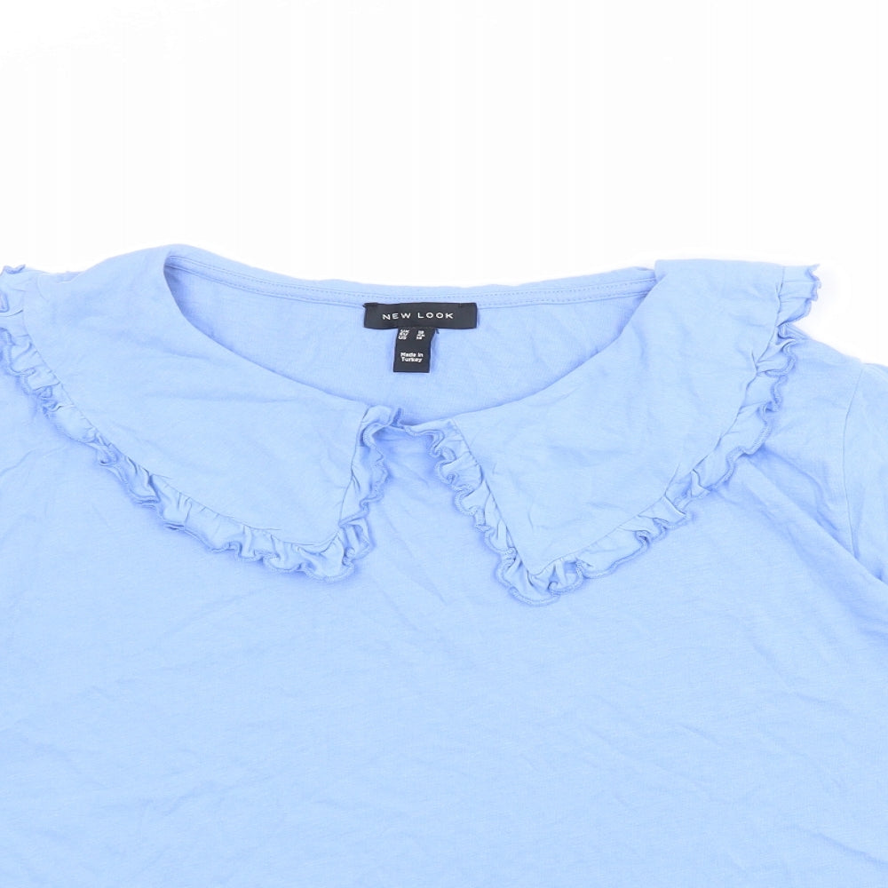 New Look Womens Blue 100% Cotton Basic T-Shirt Size 18 Collared