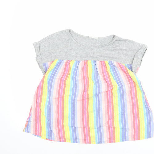 Gap Girls Multicoloured Striped Cotton Basic T-Shirt Size 2XL Boat Neck Pullover