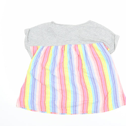 Gap Girls Multicoloured Striped Cotton Basic T-Shirt Size 2XL Boat Neck Pullover