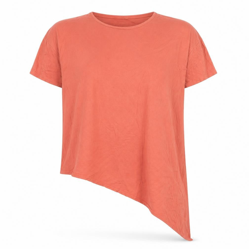 Front view of PRETTYLITTLETHING women’s red viscose basic t-shirt, size UK 8, round neck