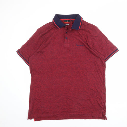 Pierre Cardin Mens Red 100% Cotton Polo Size XL Collared Button