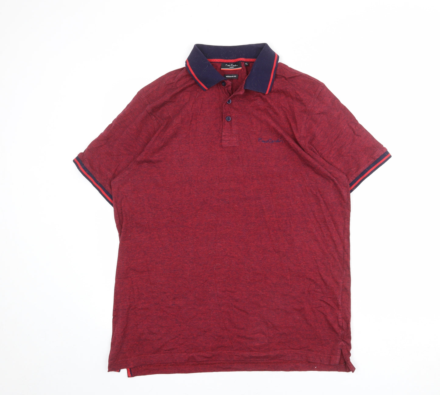 Pierre Cardin Mens Red 100% Cotton Polo Size XL Collared Button