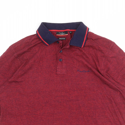 Pierre Cardin Mens Red 100% Cotton Polo Size XL Collared Button