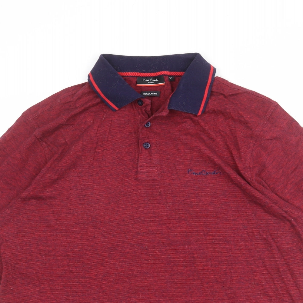 Pierre Cardin Mens Red 100% Cotton Polo Size XL Collared Button