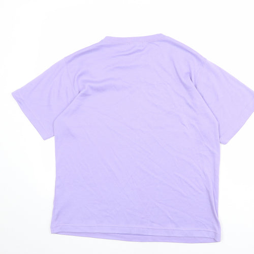Bonmarché Womens Purple Polyester Basic T-Shirt Size M Round Neck