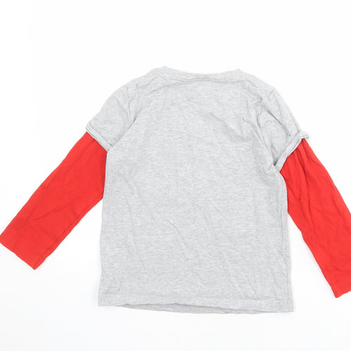 Boden Boys Grey 100% Cotton Basic T-Shirt Size 6-7 Years Round Neck Pullover - Robin