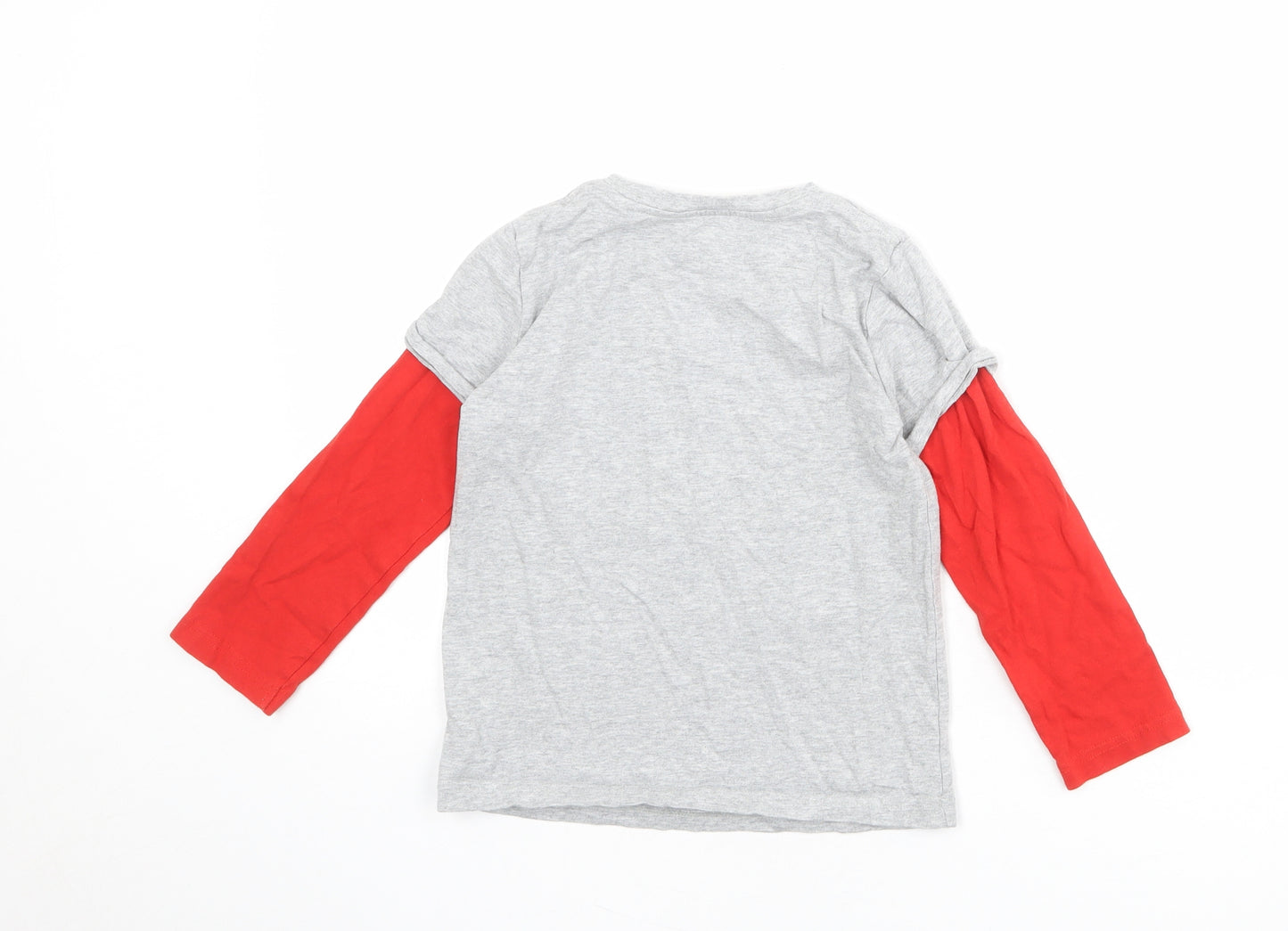 Boden Boys Grey 100% Cotton Basic T-Shirt Size 6-7 Years Round Neck Pullover - Robin