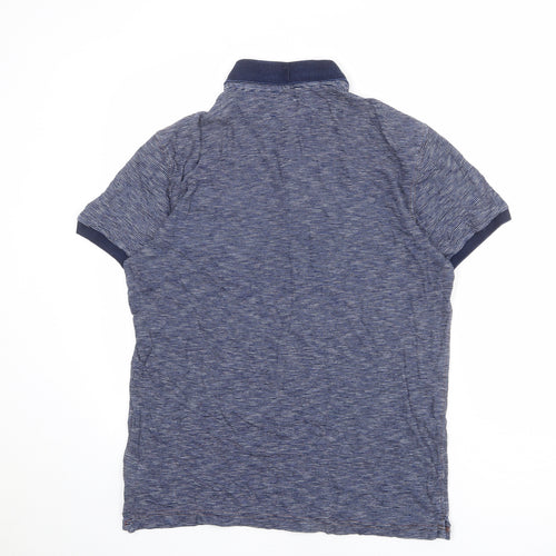 NEXT Mens Blue Striped 100% Cotton Polo Size M Collared Button