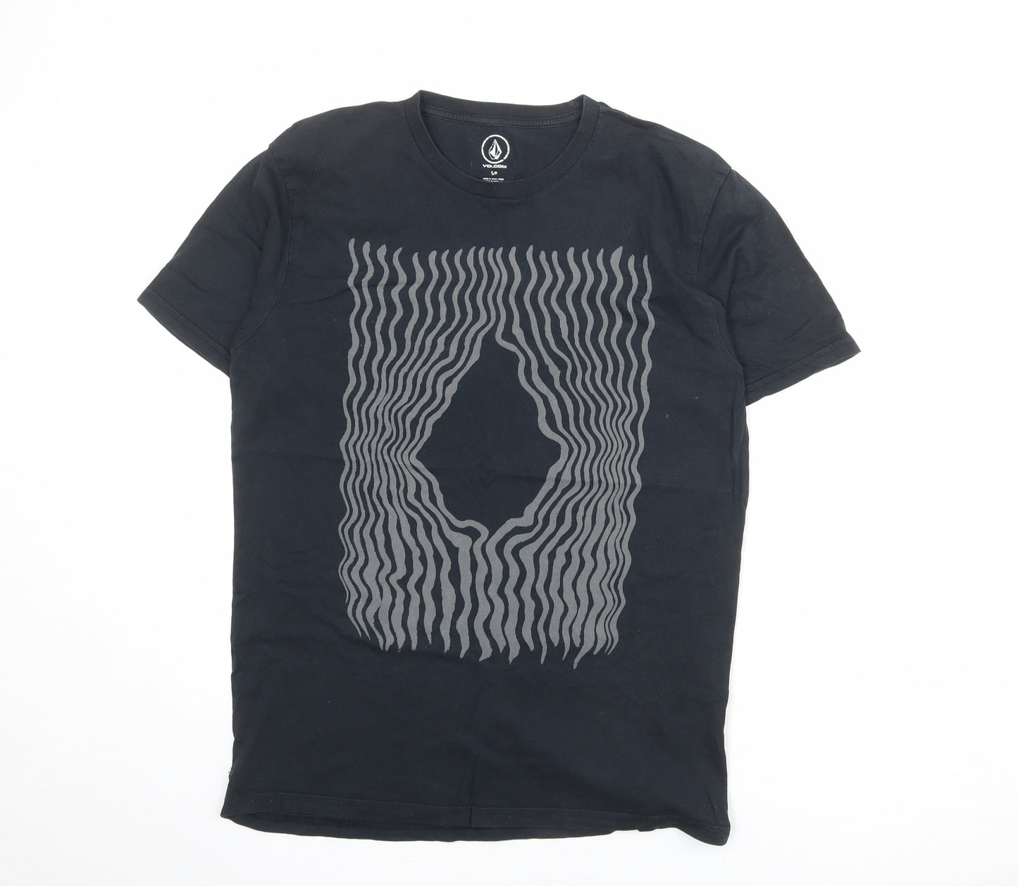 Volcom Mens Black Cotton T-Shirt Size S Round Neck