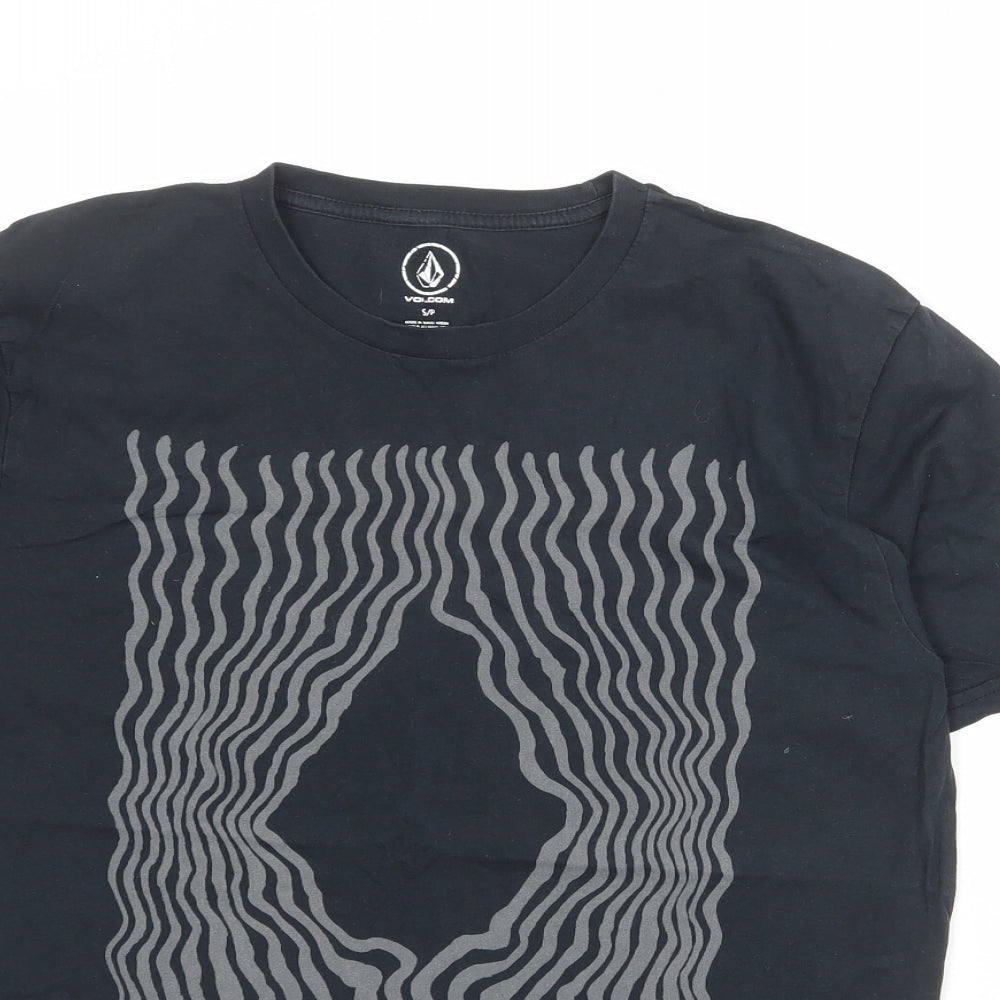 Volcom Mens Black Cotton T-Shirt Size S Round Neck