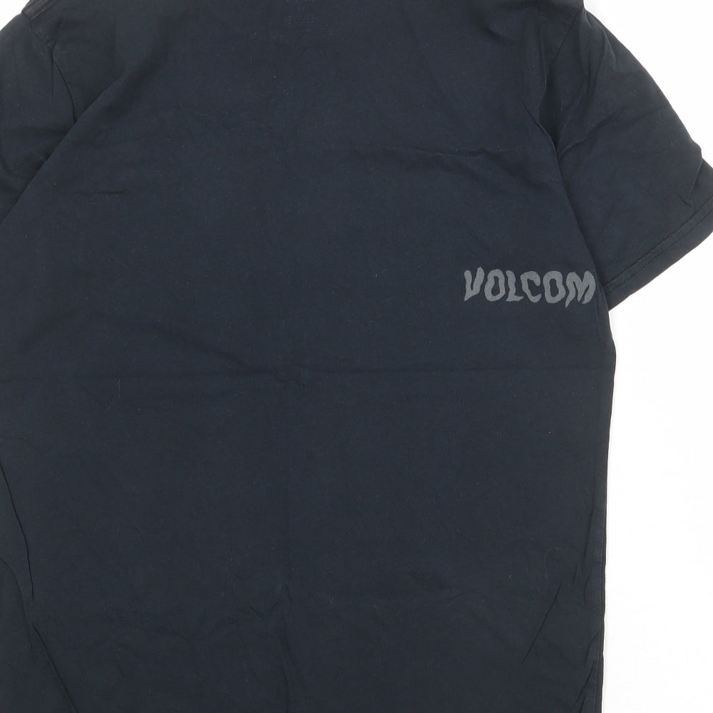 Volcom Mens Black Cotton T-Shirt Size S Round Neck