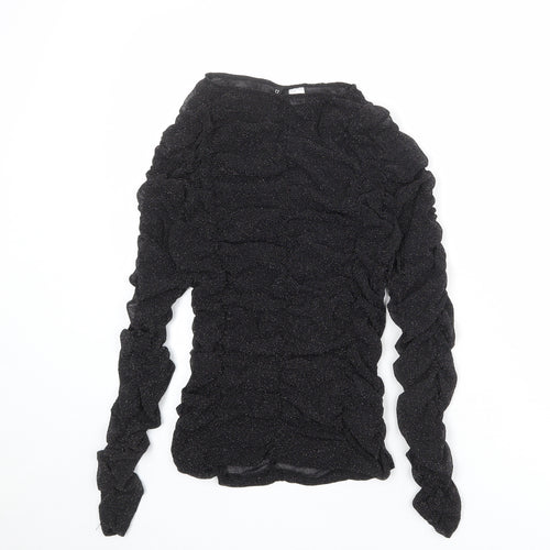 Divided by H&M Womens Black Nylon Basic Blouse Size M Boat Neck