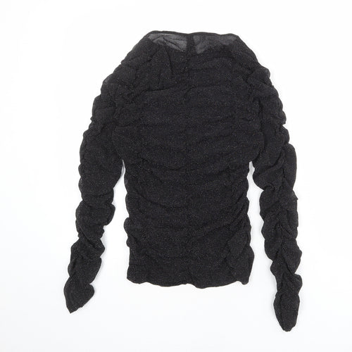 Divided by H&M Womens Black Nylon Basic Blouse Size M Boat Neck