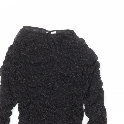 Divided by H&M Womens Black Nylon Basic Blouse Size M Boat Neck