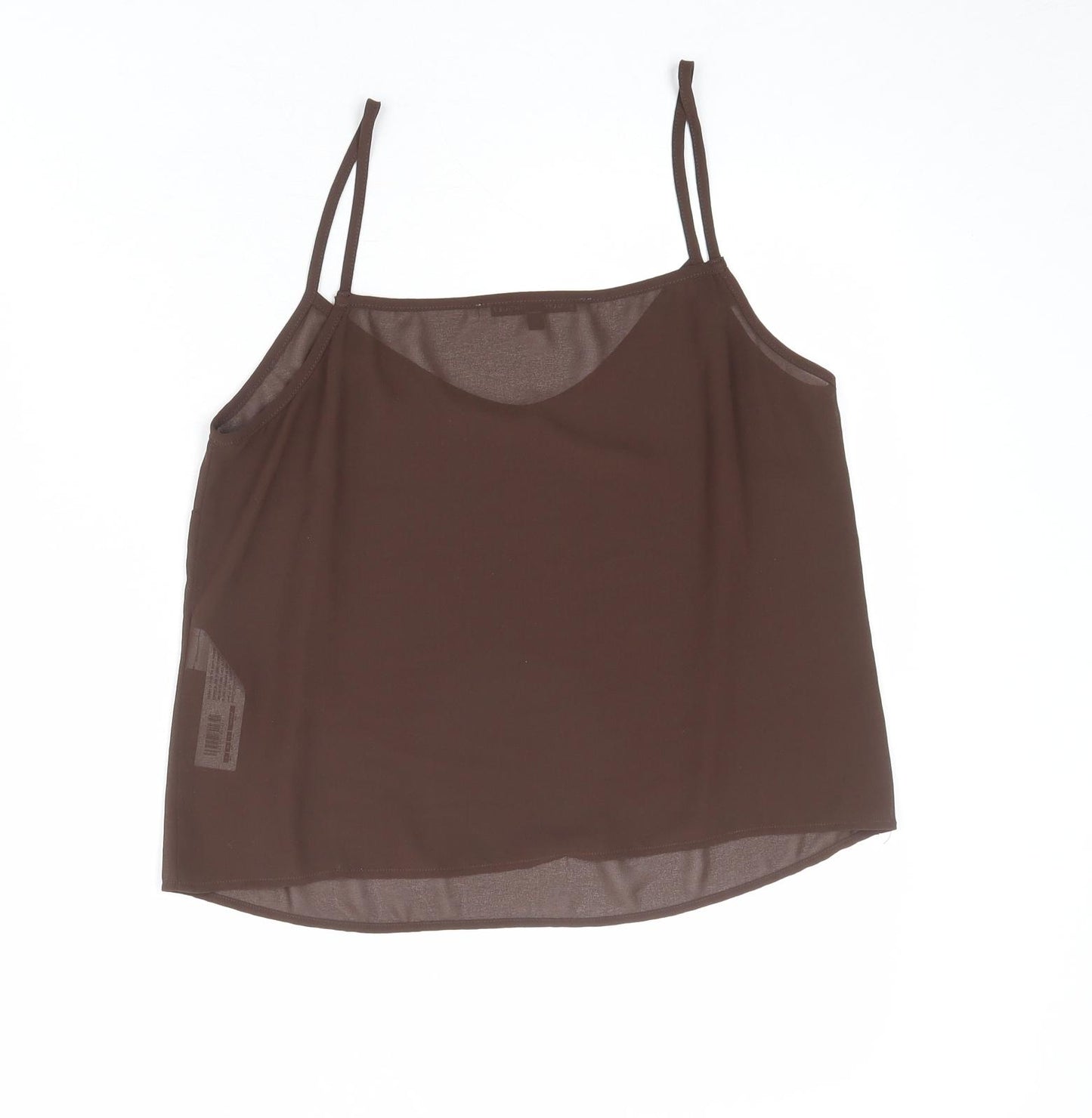 Adolfo Dominguez Womens Brown Polyester Basic Tank Size 10 V-Neck