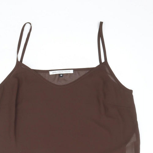 Adolfo Dominguez Womens Brown Polyester Basic Tank Size 10 V-Neck