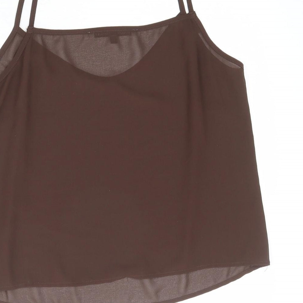 Adolfo Dominguez Womens Brown Polyester Basic Tank Size 10 V-Neck