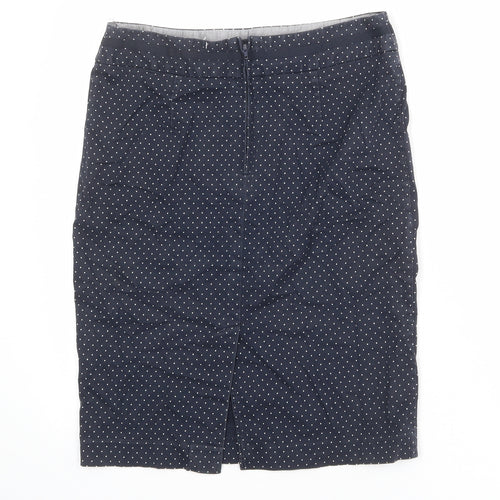 NEXT Womens Blue Polka Dot Cotton Straight & Pencil Skirt Size 10 Zip