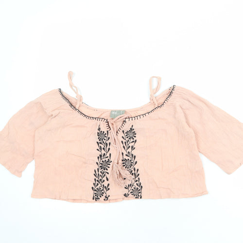ASOS Womens Pink Cotton Basic Blouse Size 8 Off the Shoulder