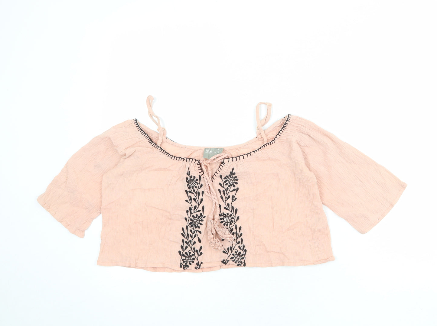 ASOS Womens Pink Cotton Basic Blouse Size 8 Off the Shoulder