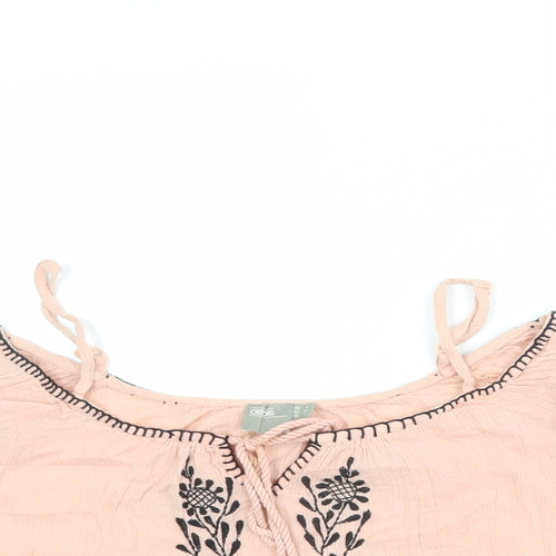 ASOS Womens Pink Cotton Basic Blouse Size 8 Off the Shoulder