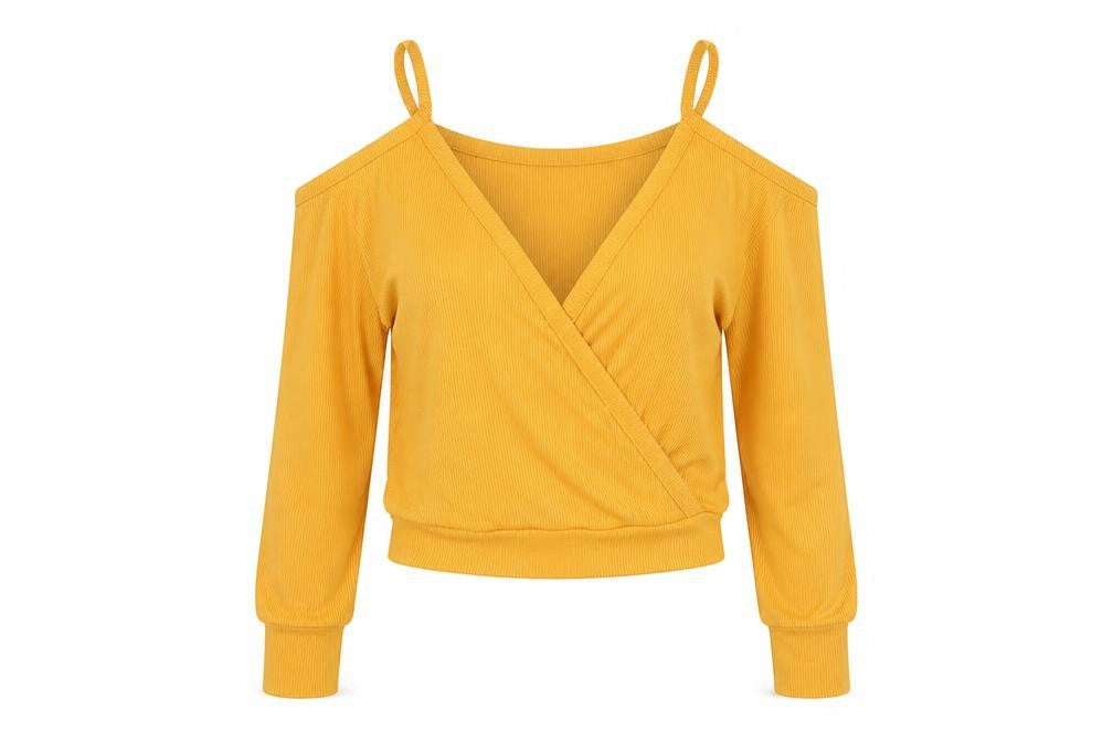 Boohoo Womens Orange Polyester Basic Blouse Size 8 V-Neck - Ribbed