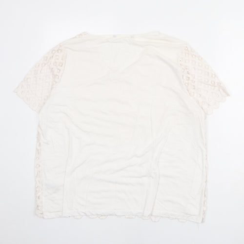 Bonmarché Womens Ivory Polyester Basic Blouse Size 20 V-Neck