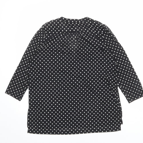 H&M Womens Black Polka Dot Polyester Basic Blouse Size S V-Neck