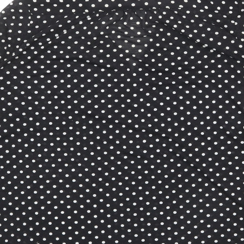 H&M Womens Black Polka Dot Polyester Basic Blouse Size S V-Neck