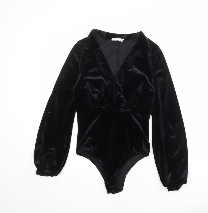 Vera & Lucy Womens Black Polyester Bodysuit One-Piece Size 10 Snap