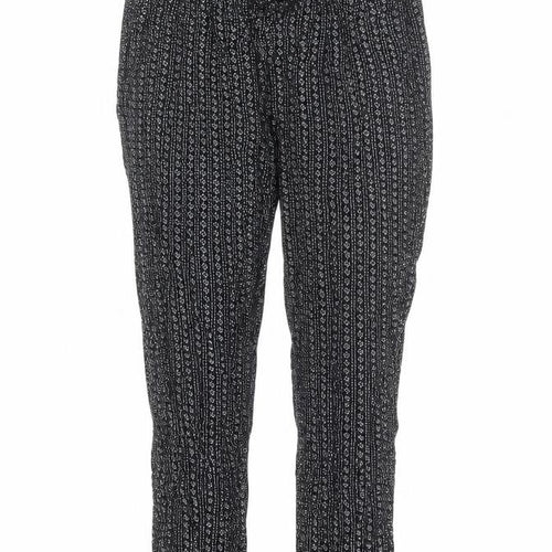 Marks and Spencer Womens Black Geometric Viscose Trousers Size 10 L22 in Regular
