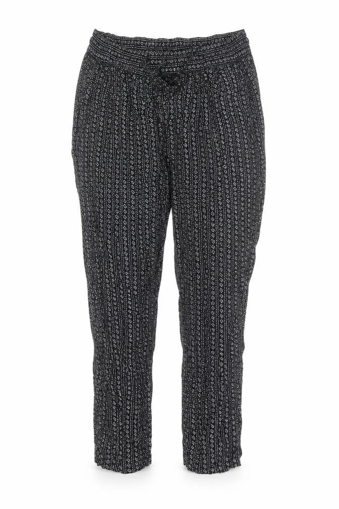 Marks and Spencer Womens Black Geometric Viscose Trousers Size 10 L22 in Regular