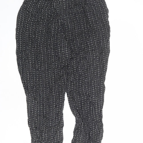 Marks and Spencer Womens Black Geometric Viscose Trousers Size 10 L22 in Regular
