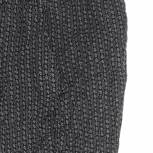 Marks and Spencer Womens Black Geometric Viscose Trousers Size 10 L22 in Regular