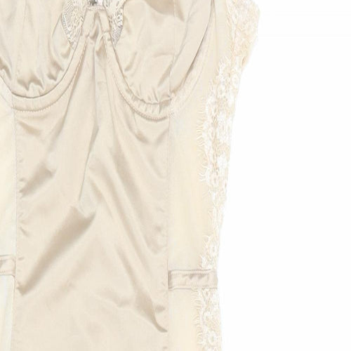 Oh Polly Womens Beige Polyester Slip Dress Size 6 Sweetheart Zip
