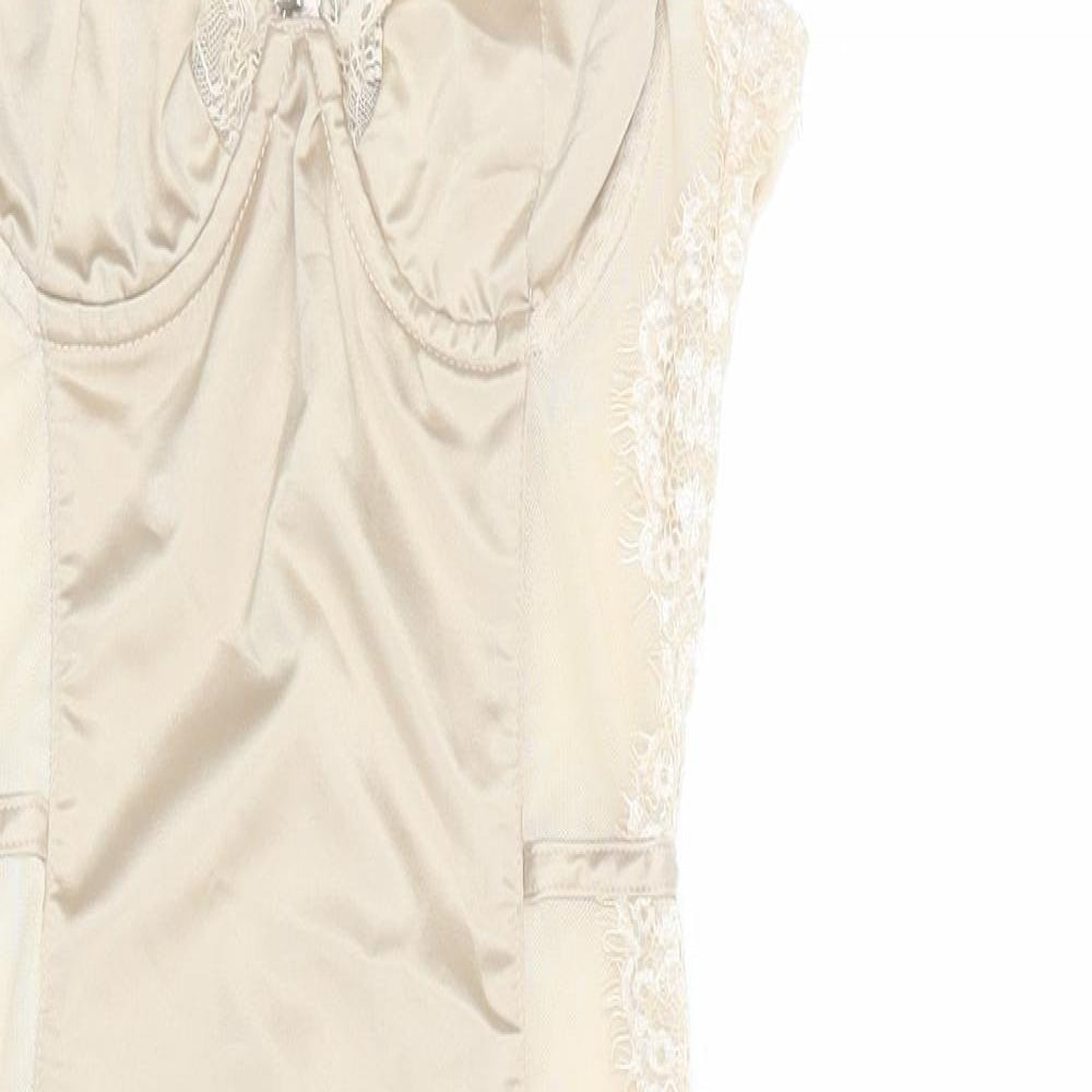Oh Polly Womens Beige Polyester Slip Dress Size 6 Sweetheart Zip