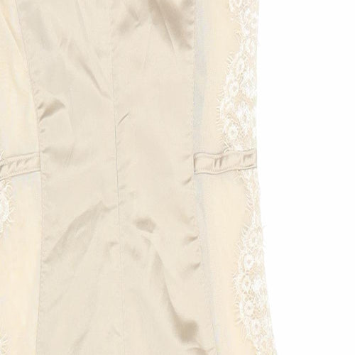 Oh Polly Womens Beige Polyester Slip Dress Size 6 Sweetheart Zip