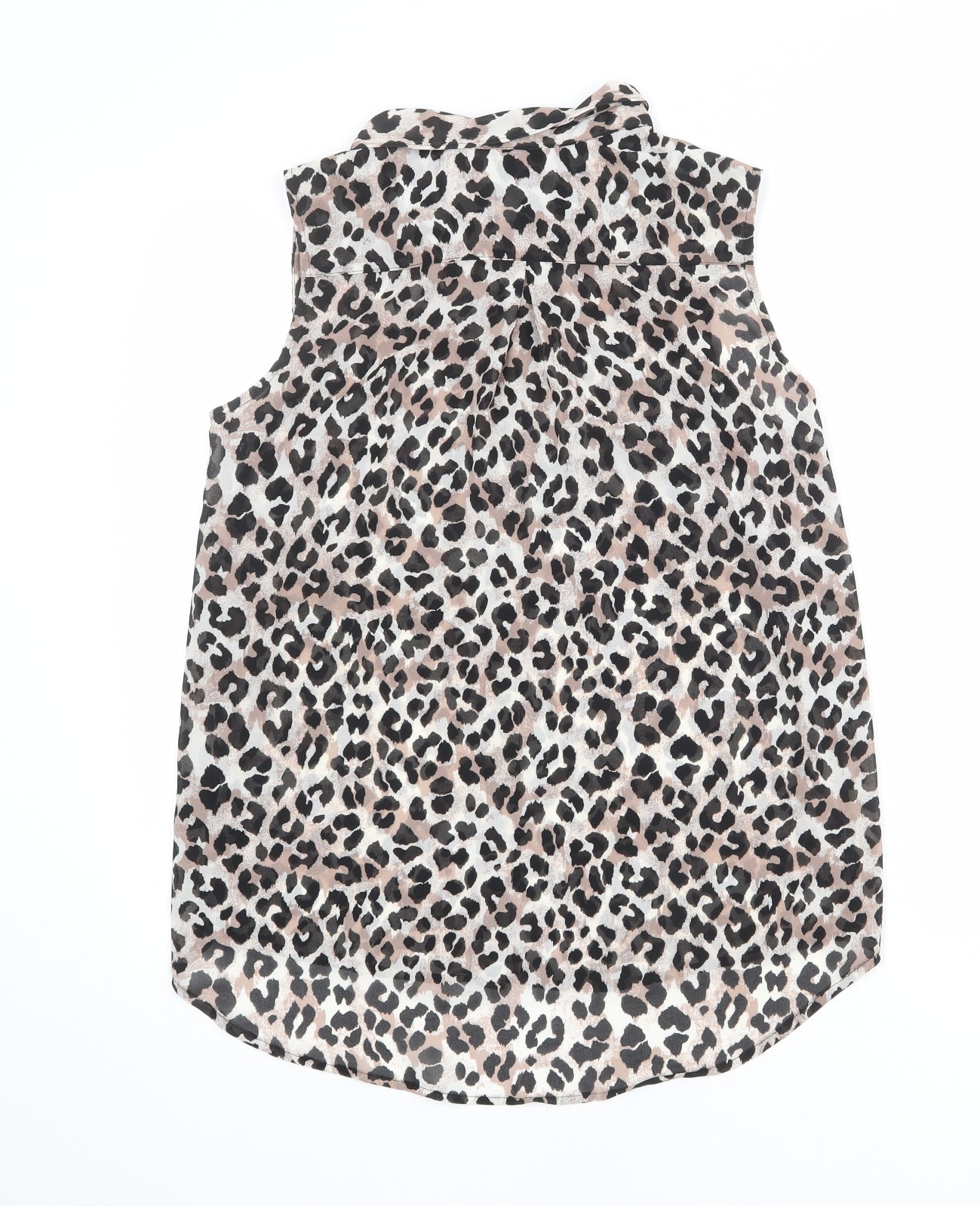 H&M Womens Multicoloured Animal Print Polyester Basic Button-Up Size 12 Collared - Leopard Print