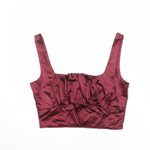 ASOS Womens Red Polyester Cropped Tank Size 10 Square Neck