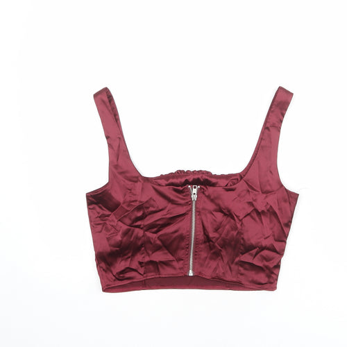ASOS Womens Red Polyester Cropped Tank Size 10 Square Neck