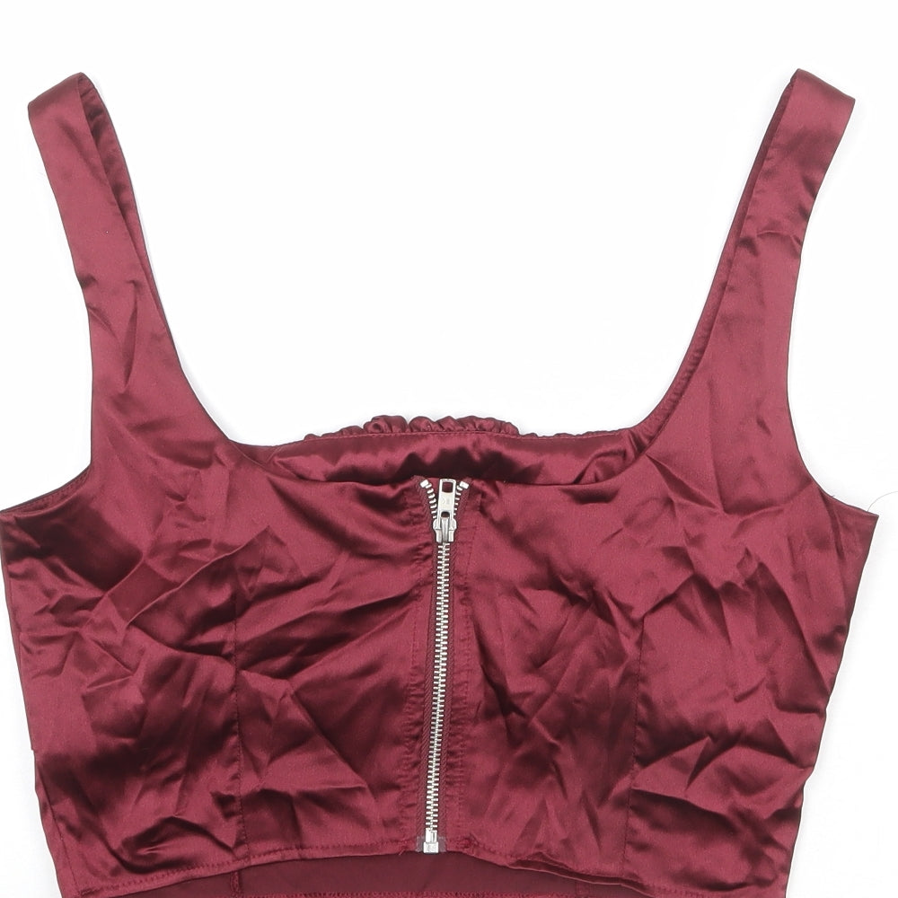 ASOS Womens Red Polyester Cropped Tank Size 10 Square Neck